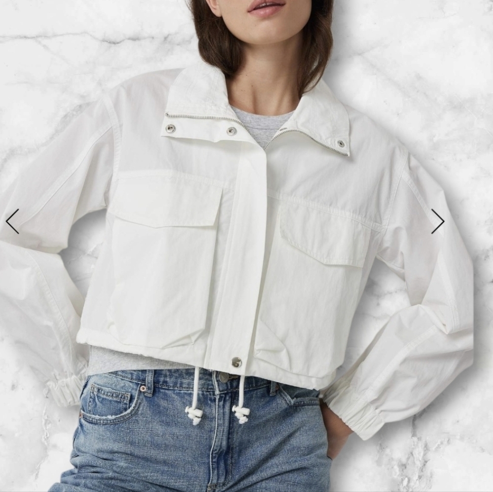 Ardene White Cropped Lightweight Cute Utility Jacket (SIZE: L-XL)